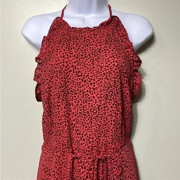 WHO WHAT WEAR LEOPARD PRINT HALTER NECK DRESS SIZE XL - Picture 2 of 6